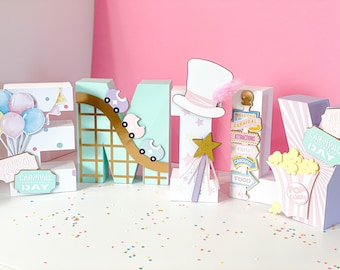 ONE Circus Theme 3D Letters | Carnival Party Theme | Pastel Colors Birthday | Girl Party Decorations