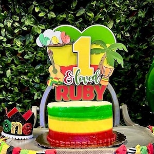 One & Loved Cake Topper | Reggae Theme Cake Topper | One Love First Birthday Theme Party | Jamaican Birthday Theme | Rasta Kids Party |