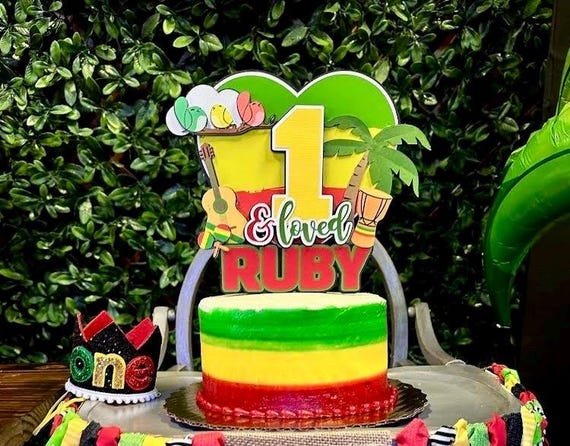 One & Loved Cake Topper | Reggae Theme Cake Topper | One Love