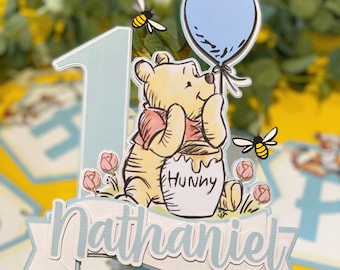 Winnie the Pooh Cake Topper | Baby Shower Cake Topper | Winnie the Pooh Theme Party | Disney Birthday Theme | Classic Winnie the Pooh |