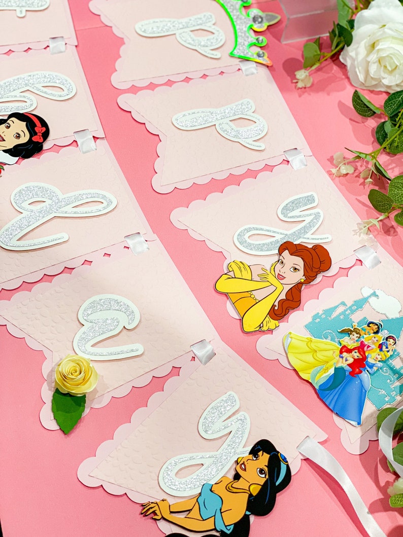 Happy Birthday Banner Disney Princesses Theme Party - Etsy