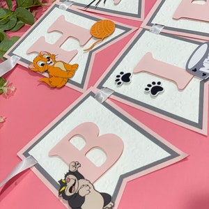 Pink Disney Cats Theme Banner | Cats Birthday Banner | Personalized Birthday Banner | Disney Pets Theme Party | Party Decorations