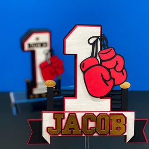 Boxing Cake Topper | Baby Shower Cake Topper | First Round Wrestling Theme Party | Boxing Theme | Sports Theme