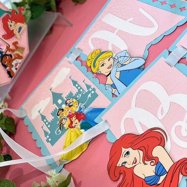 Happy Birthday Banner | Disney Princesses Theme Party | Princess Birthday Banner | Disney Princess Banner