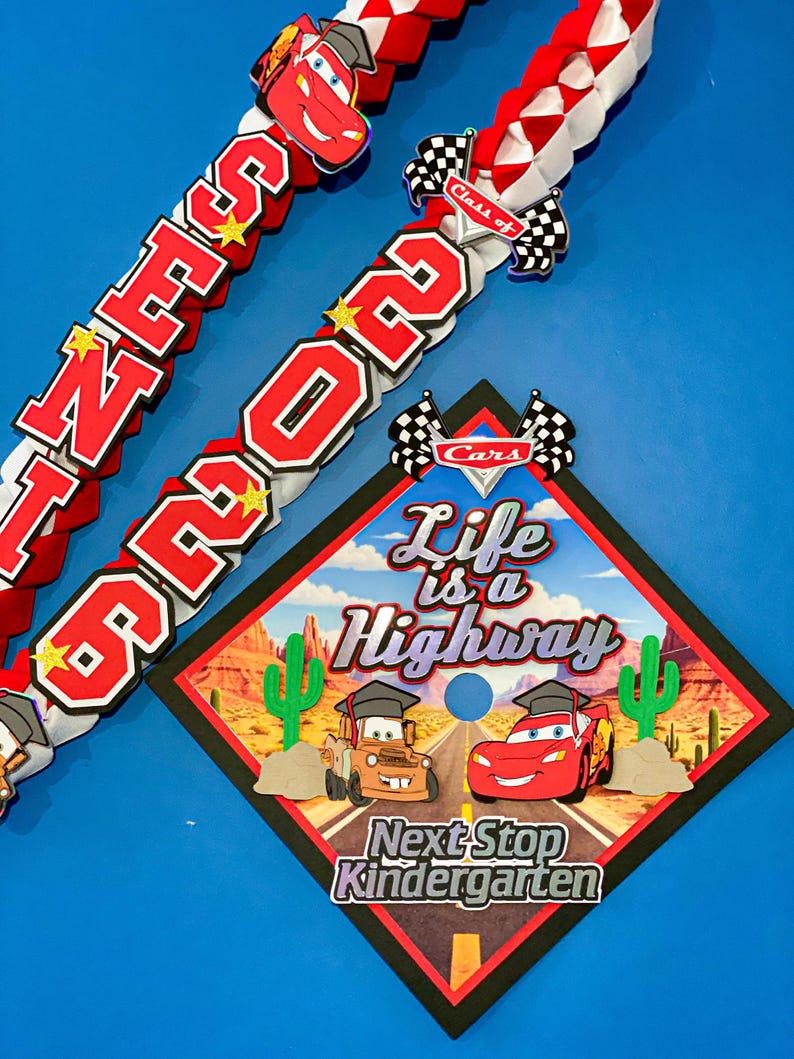 Cars Graduation Lay Bundle Cars Graduation Cap Topper and Lei | Kindergarten Graduation ...