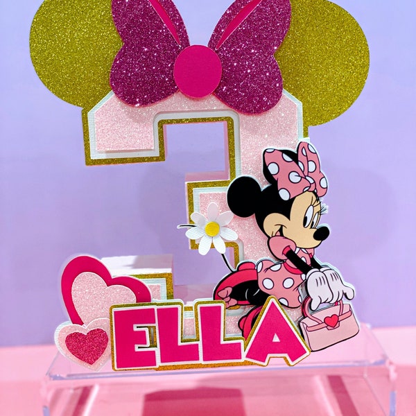 Large Minnie Mouse 3D Letters or Numbers with Name | Pink and Polka Dot Party | Disney Birthday Decor | Minnie Mouse Disney Room Keepsake |