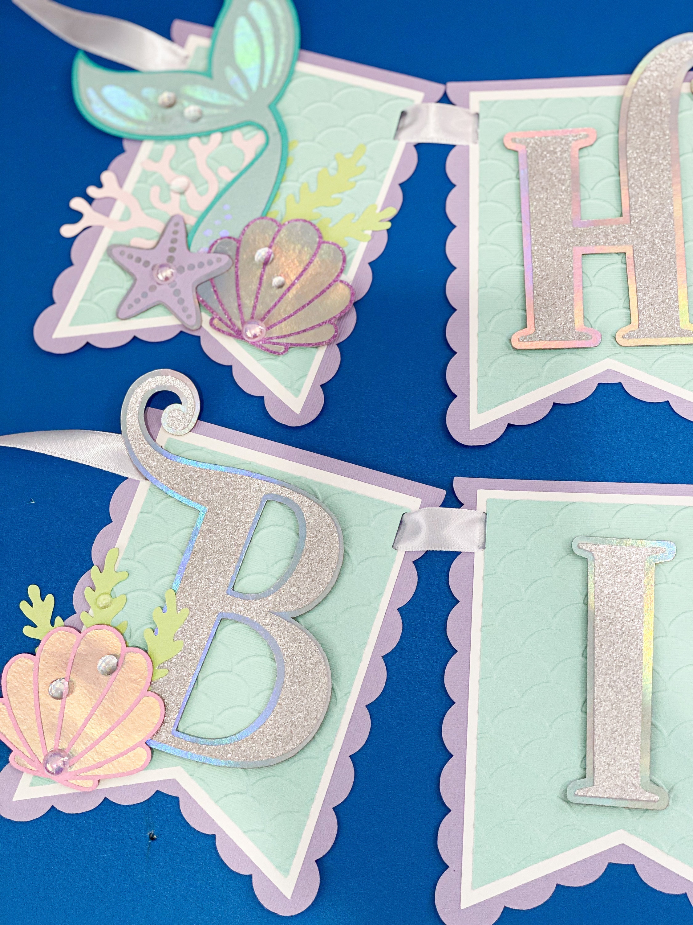 Mermaid Happy Birthday Banner | Girls Party Little Mermaid Theme | Under the Sea | Mermaid Tail Garland | Underwater Ocean Princess |