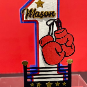 Blue and Red Boxing Theme 3D Letters with Name | First Round Boxing Party Theme | Little Champ Birthday | Nursery Room Decor | Baby Shower