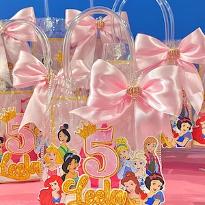 Princesses Personalized Favor Bags| Princess Birthday Decor | Disney Princess Party Favors | Princess Theme Clear Favor Bags