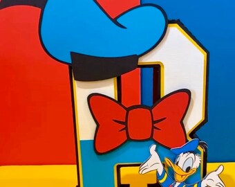 Letras ou números 3D grandes com tema da Casa do Pato Donald | Artigos para festa da Minnie | Centro de mesa do Pateta | Utensílios de mesa do Pato Donald | Decoração da Margarida
