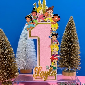 Baby Princess 3D Centerpiece with Name | Baby Princess Party Theme |Baby Princess Birthday | Girl Party Decor | Disney Baby Princess WallArt