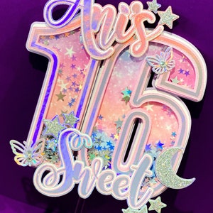 Trendy Euthopia Holographic Neon Glow in the Dark Cake Topper for Stylish Teens and Young Adults | Cake Topper With Shaker and LED Lights |