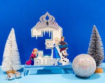 Letras ou números 3D da Princesa Frozen com nome | Tema de festa da Elsa | Inverno Encantado | Decorações para festa de menina | Centros de mesa de princesa