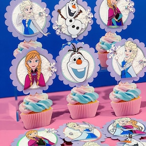 Set of 12 Frozen Cupcake Toppers | Disney Princess Elsa Theme Party | Princess Birthday Cupcake Toppers | Disney Princess Cupcake Toppers |