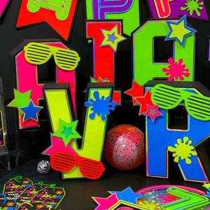 Neon Theme 3D Letters with Name | Glow in the Dark Party Theme | 80s Birthday | Nursery Room Decorations | Baby Shower