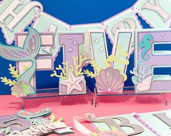 Mermaid Theme 3D Letters | Under the Sea Theme | Mermaid Birthday | Mermaid Tail Centerpiece | Ocean Party Supplies | Mermaid Party Favors |