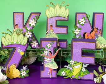 Purple Tiana Theme 3D Letters or Numbers | Tiana Party Theme | Princess Tiana Birthday | Nursery Room Decor | Baby Shower | Centerpiece |