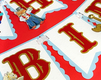 Karneval-Zirkus-Girlande | Karneval Mottoparty | Zirkus Geburtstagsbanner Girlande Personalisierte Banner | Komm Eins komm Alle | Das Zirkel-Geburtstag