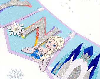Frozen Happy Birthday Banner | Elsa Princess Theme Party | Olaf Birthday Banner | Personalized Banner | Disney Princess Banner