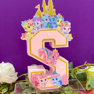 Princess Palace Pets 3D Letters or Numbers| Princess Party Theme | Princess Birthday Keepsake | Girl Party Decor | Princess Centerpiece |