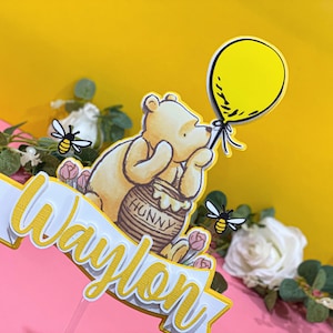 Yellow Winnie the Pooh Cake Topper | Baby Shower Cake Topper | Winnie the Pooh Theme Party | Disney Birthday Theme | Classic Winnie the Pooh