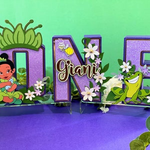 Purple Baby Tiana Theme 3D Letters or Numbers | Tiana Party Theme | Baby Tiana Birthday | Nursery Room Decor | Baby Shower | Centerpiece |