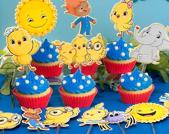 Set of 12 Cupcake Toppers | Canticos Theme Party | Canticos Birthday Cupcake Toppers | Pollitos Cupcake Toppers |