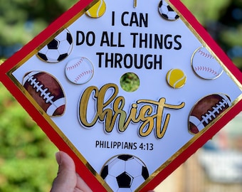 Sports  Graduation Cap Topper | Religious Graduation | Graduation Gift | Jesus Christ Grad Topper | University Grad Cap | Class of 2026
