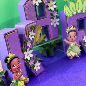 Purple Baby Tiana Theme 3D Letters or Numbers | Tiana Party Theme | Baby Tiana Birthday | Nursery Room Decor | Baby Shower | Centerpiece |