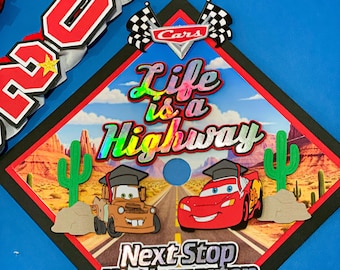 Bundle Cars Graduation Cap Topper and Lei | Kindergarten Graduation | Graduation Gift | Personalized Grad Cap and Lei | Class of 2026 |