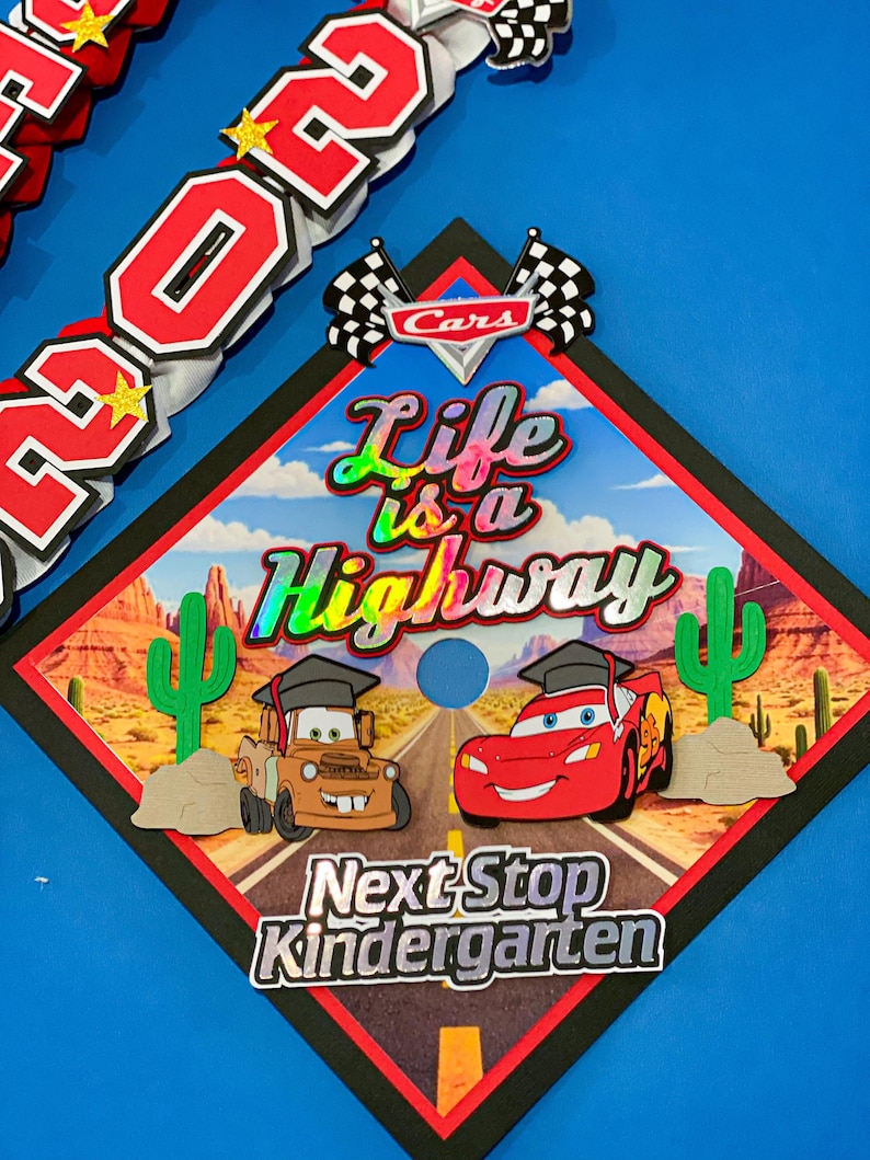 Cars Graduation Lay Bundle Cars Graduation Cap Topper and Lei | Kindergarten Graduation ...
