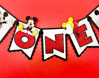 Fête prénatale Mickey Mouse | Guirlande de fête à thème Mickey Mouse | Bannière anniversaire Mickey Mouse | Souvenir de chambre d'enfant | Mickey et ses amis |