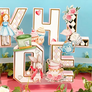 Alice in Wonderland Theme 3D Letters | Alice Tea Party Theme | Alice in Onederland Birthday | Nursery Room Decorations | Baby Shower