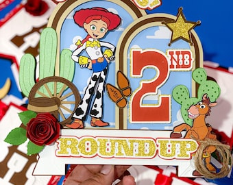 Jessie Toy Story Theme Cake Topper | Jessie Cake Decor | Cowgirl Party Supplies  | Cowgirl Centerpiece | Andy’s Room Decorations Set |