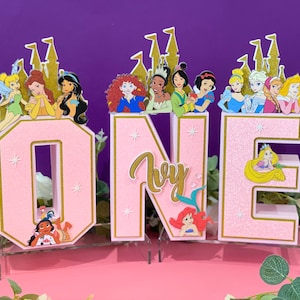 Princess 3D Letters or Numbers| Princess Party Theme | Princess Birthday Keepsake | Girl Party Decor | Princess Centerpiece | Memorabilia |