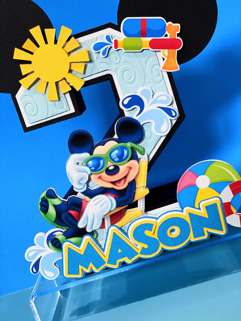 Mickey Pool Party Theme 3D Letters or Numbers | Mickey Summer Party Theme | Mickey Pool Party Birthday | Nursery Room Decor | Baby Shower | image 2