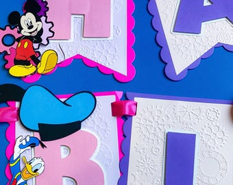Mickey Minnie Clubhouse Banner | Mickey and Friends Theme Party | Mickey Mouse Birthday | Personalized Banner
