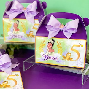 Princess Tiana Personalized Favor Boxes | Tiana Birthday Decor | Disney Princess Party Favors | Tiana Theme Candy Boxes | Tiana Gable Boxes