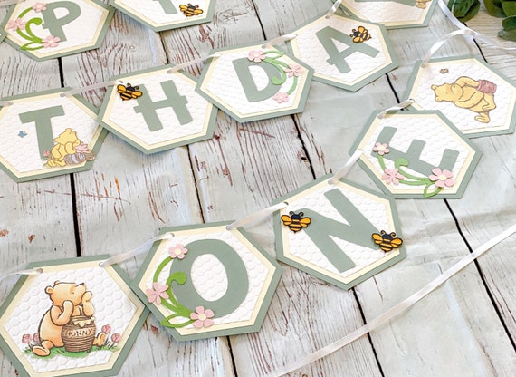 Sage Pink Floral Winnie the Pooh Baby Shower Banner | Winnie the Pooh Theme Party | Sage Winnie the Pooh Birthday Banner |