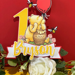 Red and Yellow Winnie the Pooh Cake Topper | Baby Shower Cake Topper | Winnie the Pooh Theme Party |Classic Winnie the Pooh |
