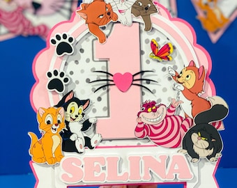 Cute Disney Cats Cake Topper | Kitten Party Supplies Set | Kitties  | Pets Birthday Theme | Cat Party Favors | Kitten Decor