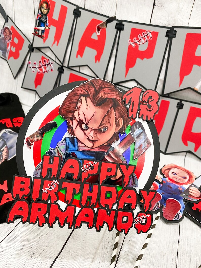 Chucky Birthday Banner Chucky Theme Cake Topper Happy | Etsy