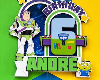 Taarttopper met Buzz Toy Story-thema | Buzzlightyear-taartdecor | Buzz Toy Story-feestartikelen | Buzz Lightyear-kamerdecoratieset |