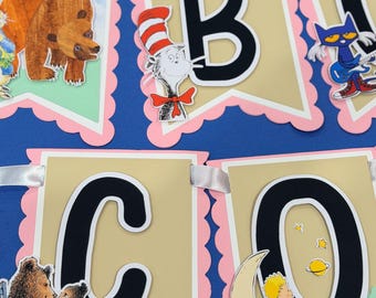 Storybook Birthday Banner | Personalized Birthday Banner | Once Upon a Time Theme Party | Children’s Books Party Decorations |Bookworm party