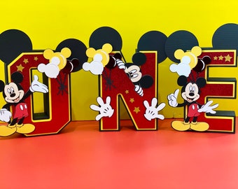 Mickey Mouse Theme 3D Letters Or Numbers | Mickey Party Supplies | Mickey Birthday Decor Set | Disney Centerpieces | Mickey Backdrop Prop |