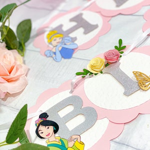 Princesses Happy Birthday Banner | Disney Princesses Theme Party | Princess Birthday Banner | Disney Princess Banner