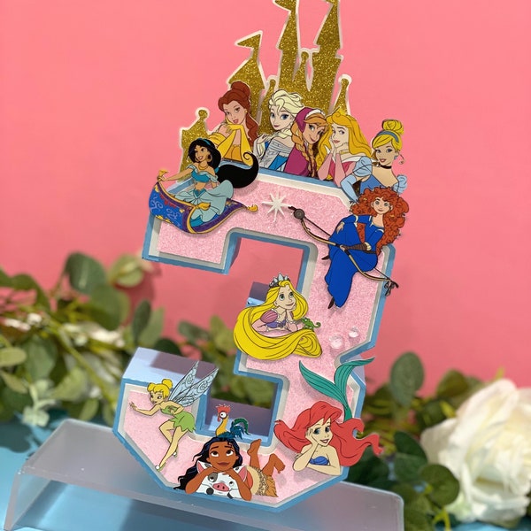 Blue and Pink Princess 3D Letters | Princess Party Theme | Princess Birthday | Girl Party Decorations