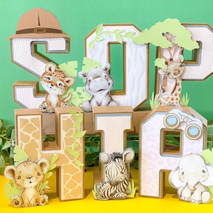 Safari Animals Theme 3D Letters | Zoo Animals Party Theme | Jungle Animals Birthday | Safari Baby Shower