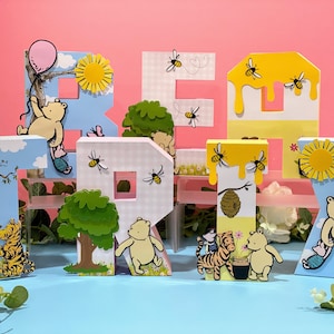 Pink Winnie the Pooh Theme 3D Letters | Winnie the Pooh Party Theme | Classic Winnie the Pooh Birthday | Nursery Room Decor| Baby Shower