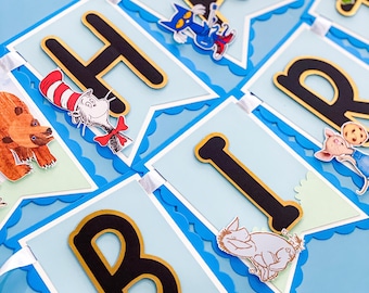 Storybook Birthday Banner | Personalized Birthday Banner | Once Upon a Time Theme Party | Children’s Books Party Decorations |Bookworm party